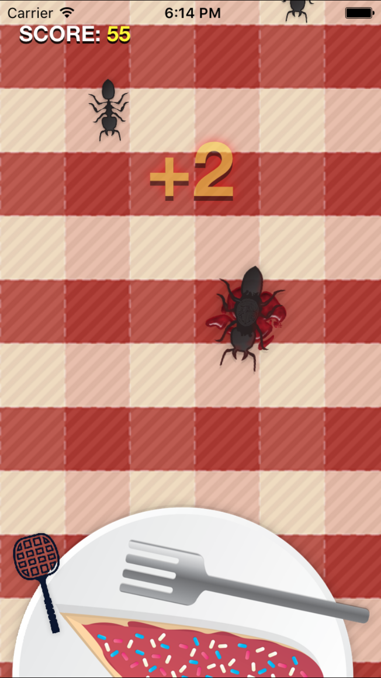 Screenshot of getting scores while tapping ants